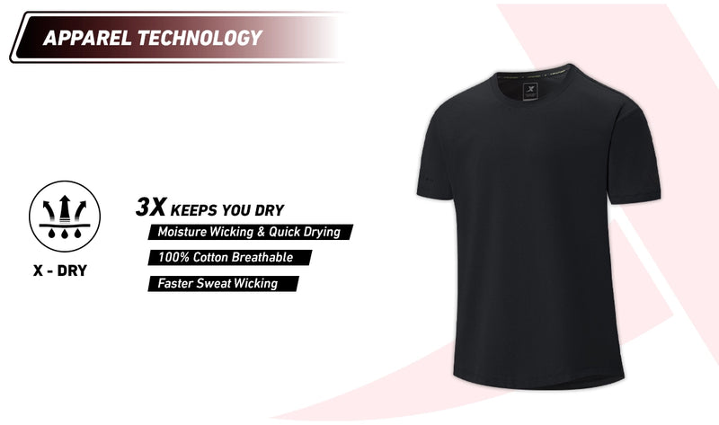 Xtep Men's Quick Dry Moisture Wick Running T-shirt Black
