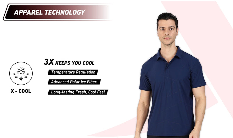 Xtep Men's Ice Cooling Training Polo T-shirt Siam Blue