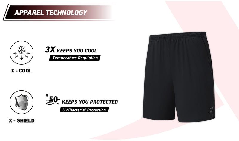 Xtep Men's 7-inch Quick Dry Antibacterial Running Shorts Black