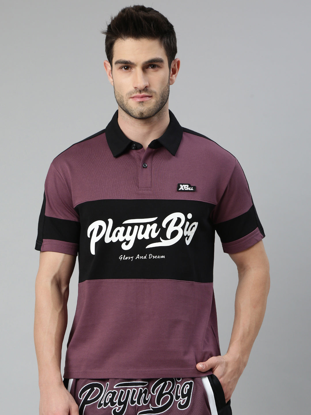 Xtep Men Lifestyle Short-sleeve Polo T-Shirt - Dark Violet Pink / XS