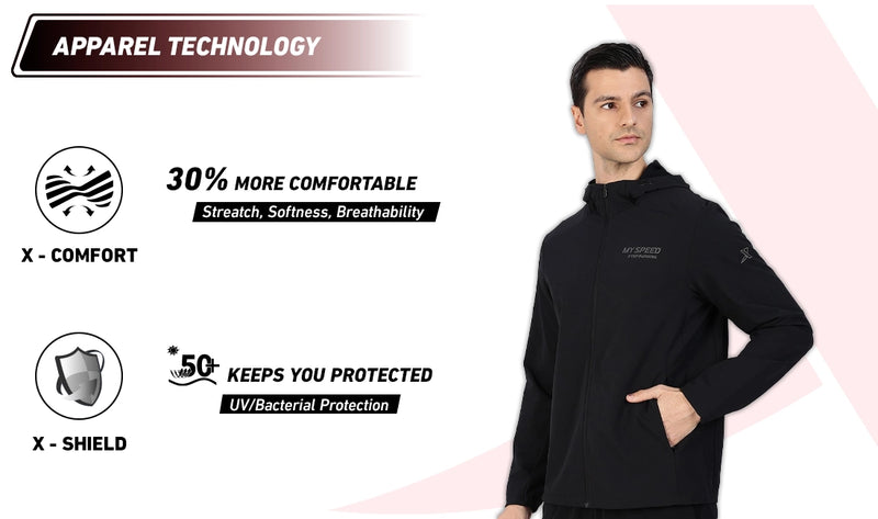 Xtep Men's Lightweight Water Repellent Running Windbreaker Black