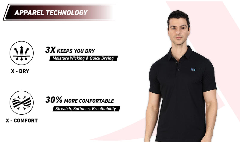 Xtep Men's Ice Cooling Training Polo T-shirt Black