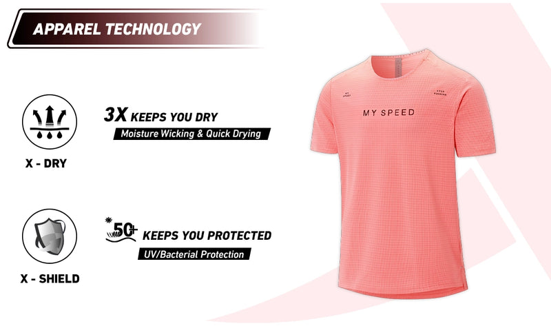 Xtep Men's Quick Dry Antibacterial Running T-shirt Pink