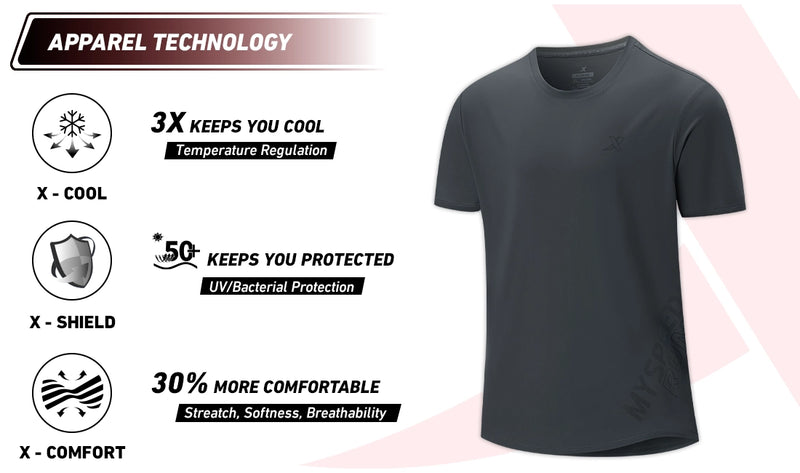 Xtep Men's Ice Cooling  Antibacterial Running T-shirt Grey