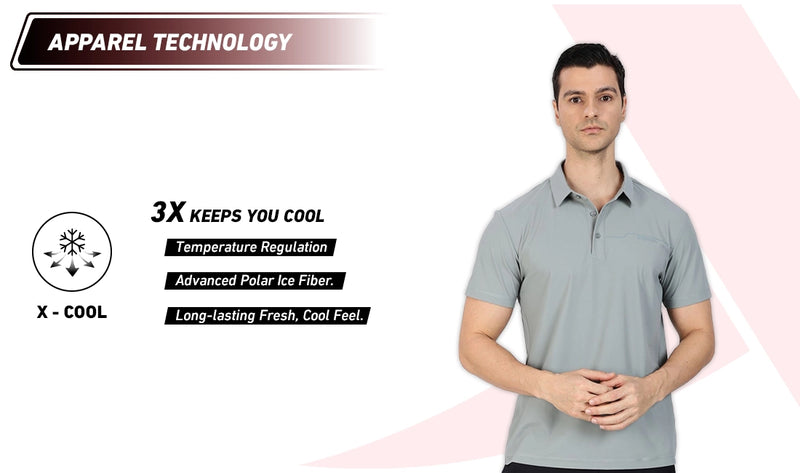 Xtep Men's Ice Cooling Training Polo T-shirt Grey