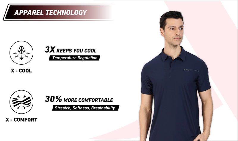 Xtep Men's Ice Cooling Training Polo T-shirt Blue