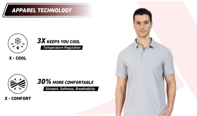 Xtep Men's Ice Cooling Training Polo T-shirt Grey
