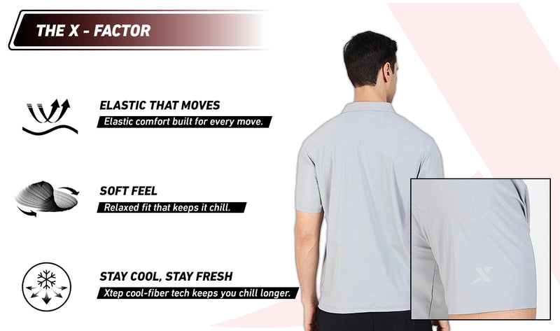 Xtep Men's Ice Cooling Training Polo T-shirt Grey