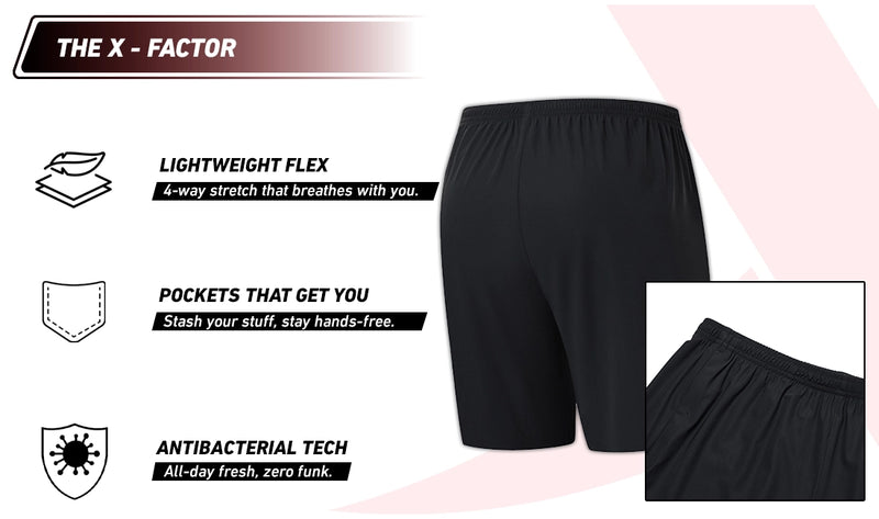 Xtep Men's 7-inch Quick Dry Antibacterial Running Shorts Black