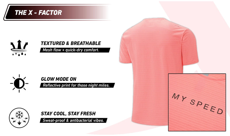 Xtep Men's Quick Dry Antibacterial Running T-shirt Pink