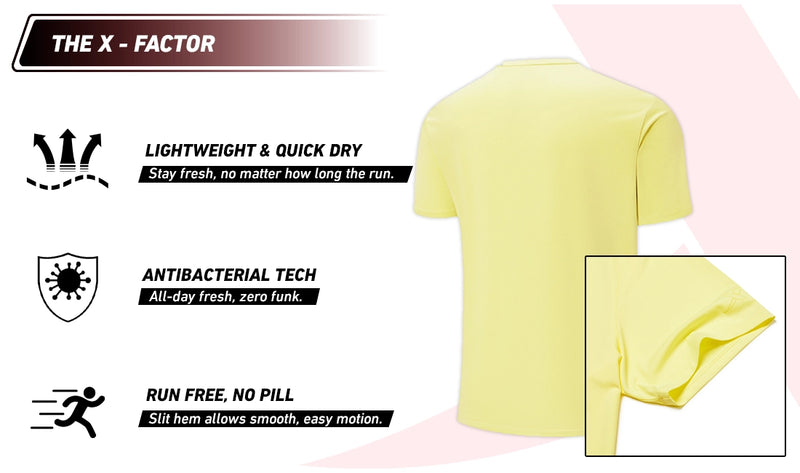 Xtep Men's Quick Dry Antibacterial Running T-shirt Yellow