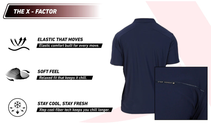 Xtep Men's Ice Cooling Training Polo T-shirt Blue