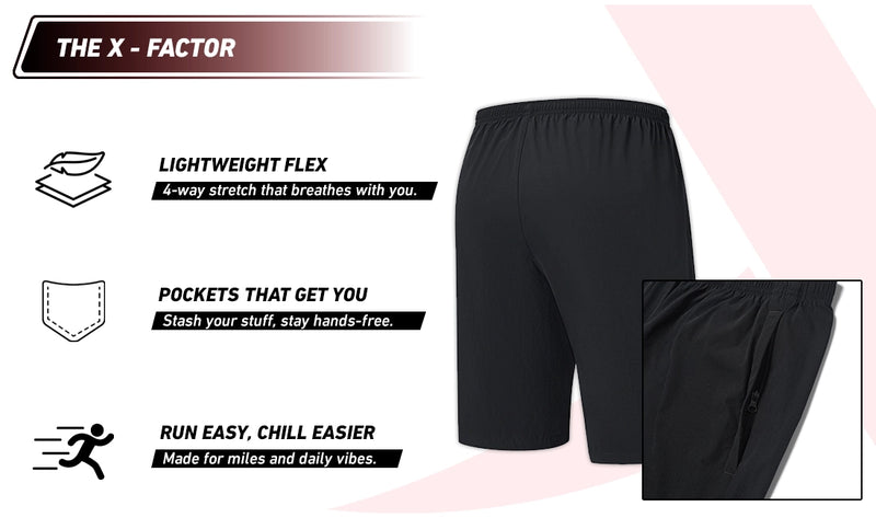Xtep Men's 9 inch Lightweight Running Shorts Black