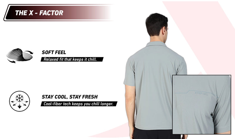 Xtep Men's Ice Cooling Training Polo T-shirt Grey