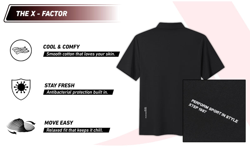 Xtep Men's Cotton Antibacterial Lifestyle T-shirt Black