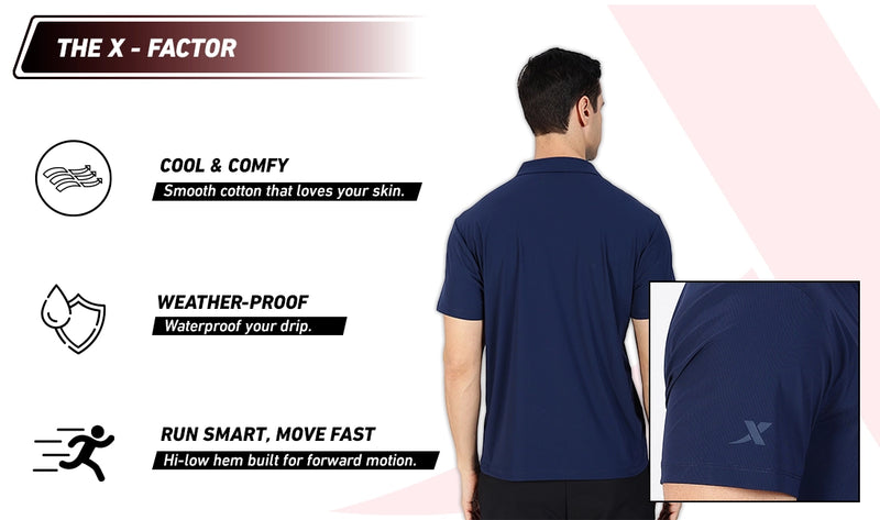 Xtep Men's Ice Cooling Training Polo T-shirt Siam Blue