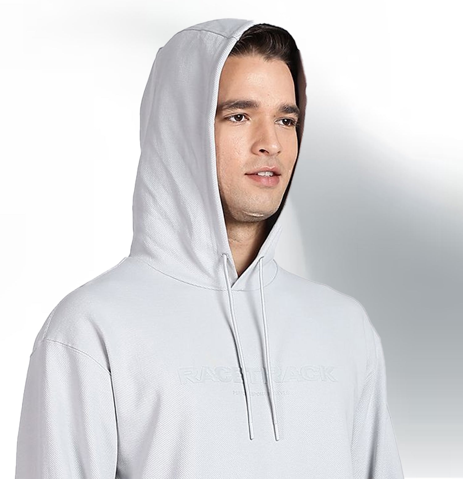 Micro Texture Loose Fit Hoodie - Grey