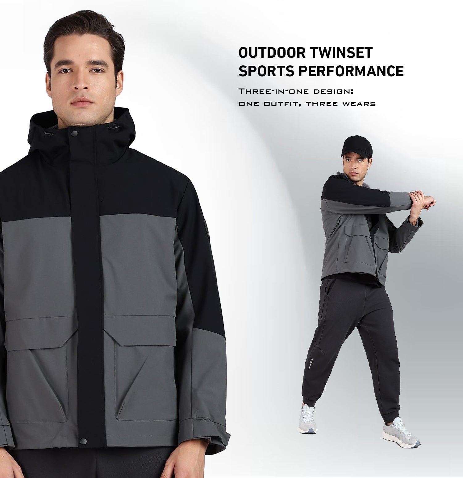 Twinset 3-in-1 Winter Jacket - Black/Grey