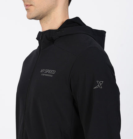 Xtep Men's Lightweight Water Repellent Running Windbreaker Black
