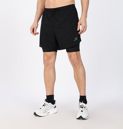 Xtep Men's Quick Dry Dual Layer Running Shorts Black