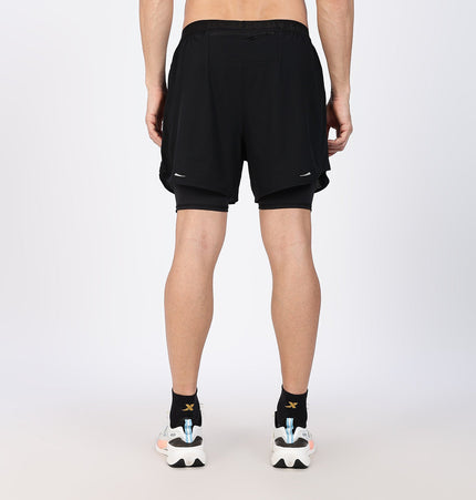 Xtep Men's Quick Dry Dual Layer Running Shorts Black