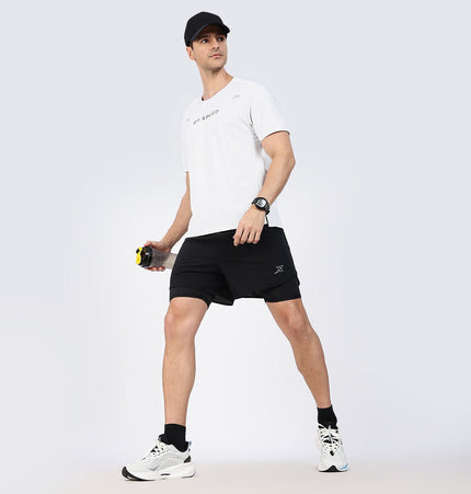 Xtep Men's Quick Dry Dual Layer Running Shorts Black