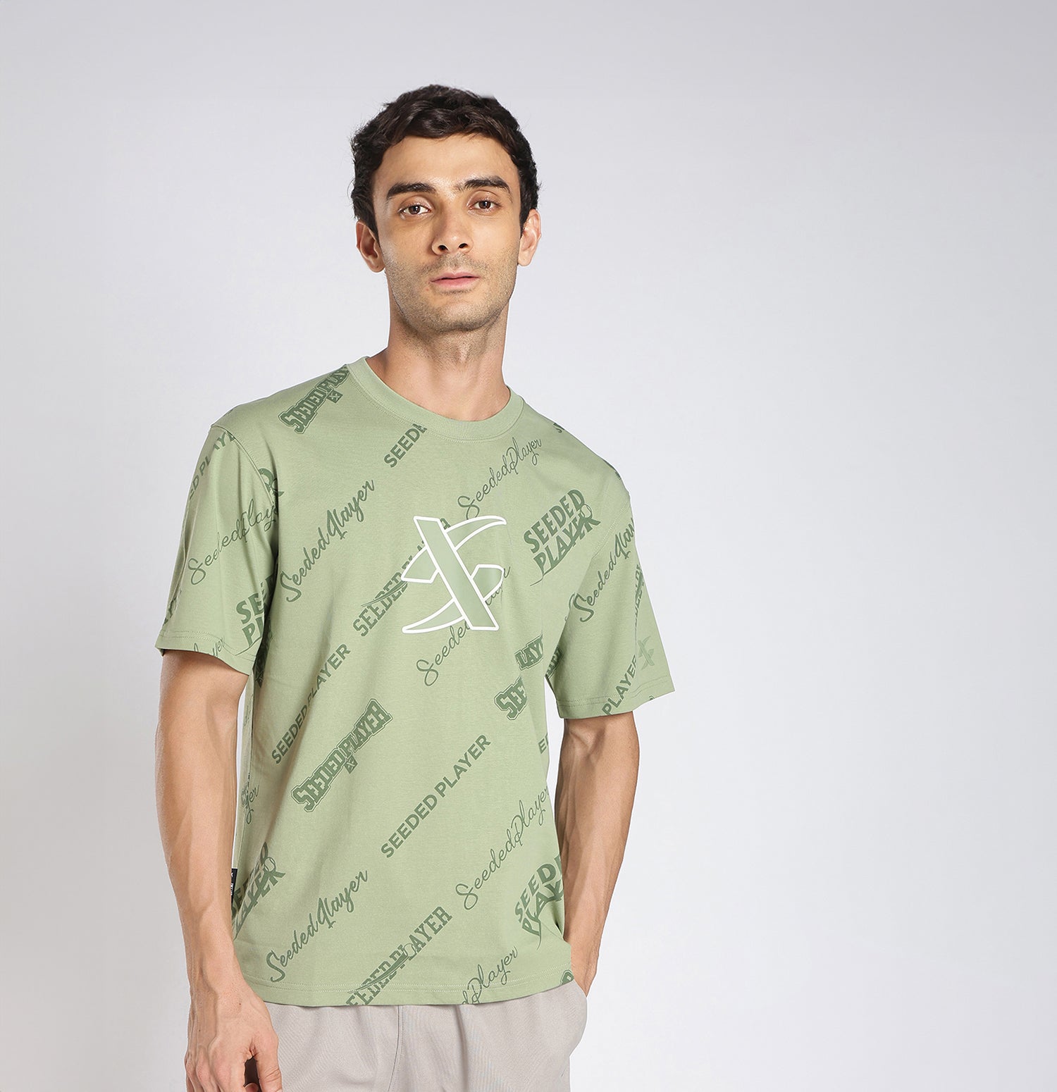 Xtep Men’s Comfort Printed T-Shirt – Retro Comfort Everyday Style - Green / M