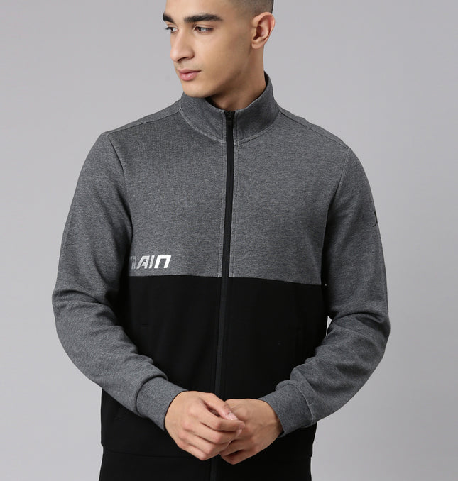 Xtep-Comfort Men Knitted Jacket - Dark Heather/Black / XS