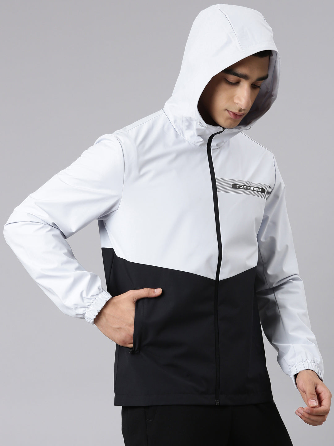 Xtep Men Training Double-layer Windbreaker Black & Cream Grey