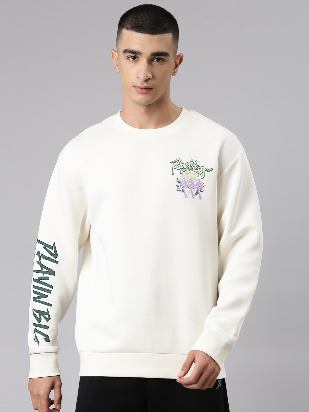 Xtep-Comfort Men Sweater - Cotton White / XS