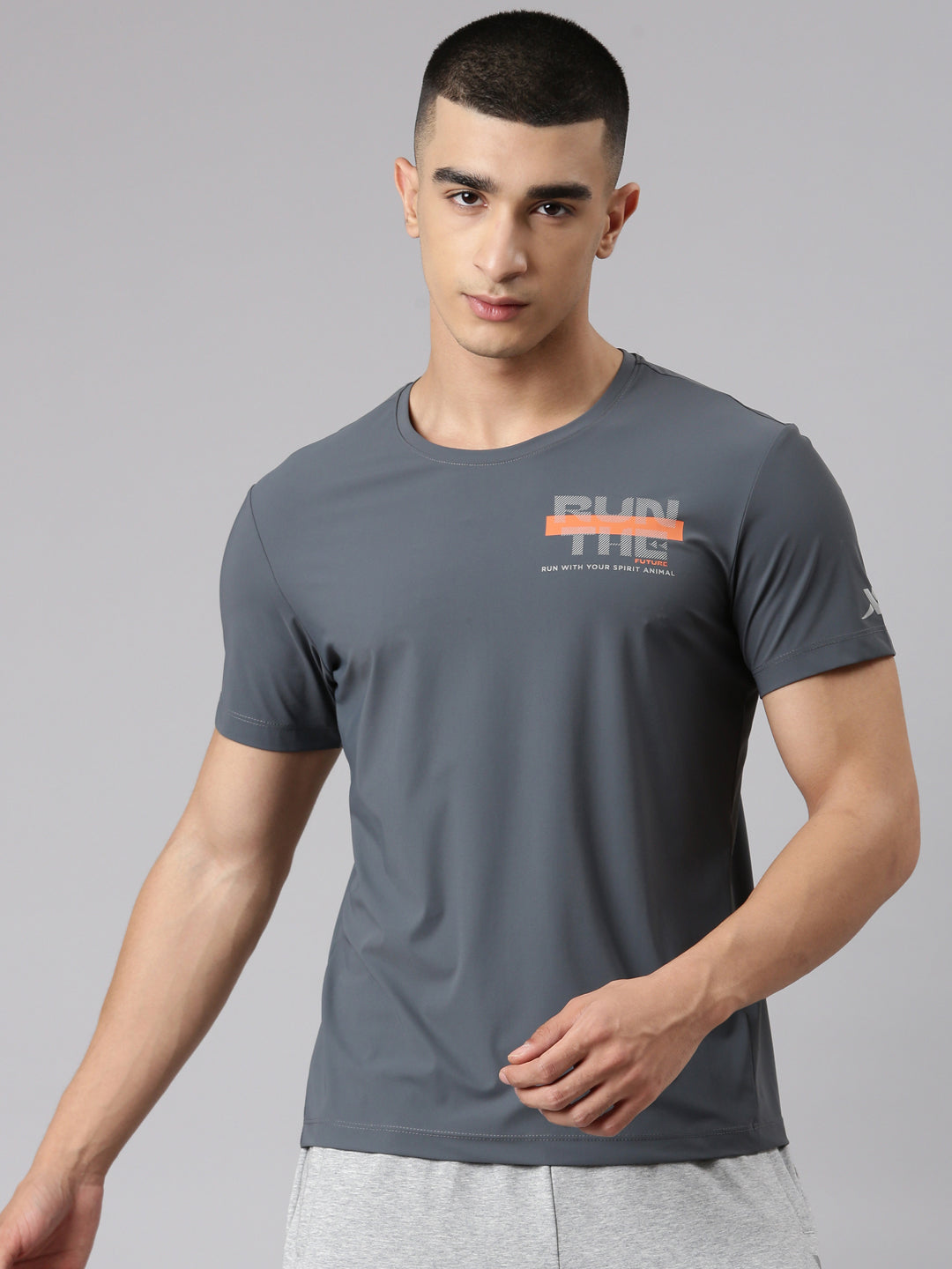 Xtep Men Running Short-sleeve T-shirt - Greyish Blue / S