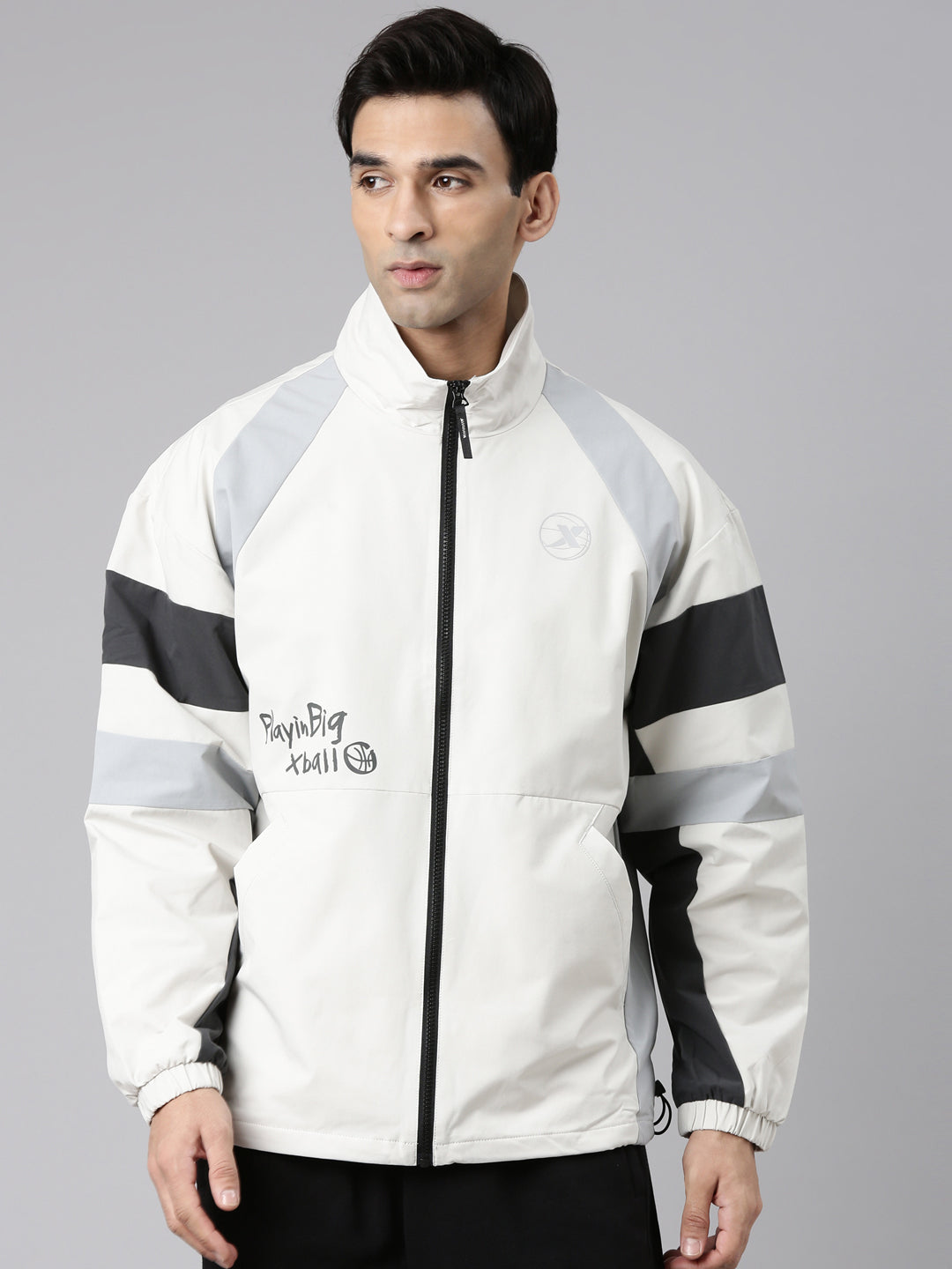 Xtep Men Windcheater Sporty Jacket - Antique White / S