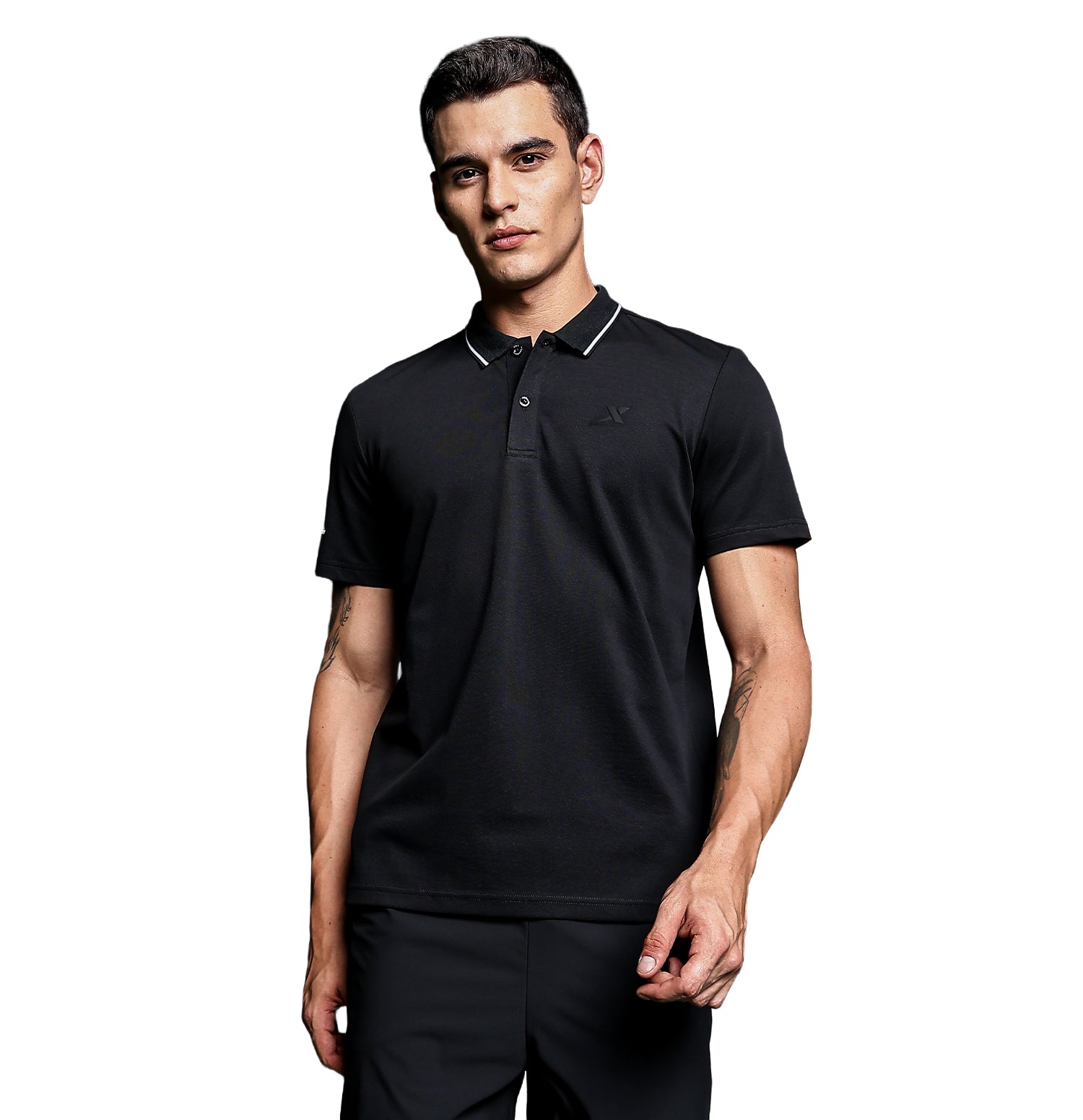 Xtep Men Lifestyle Sorona Polo T-Shirt – Breathable & Antibacterial - Black / XS