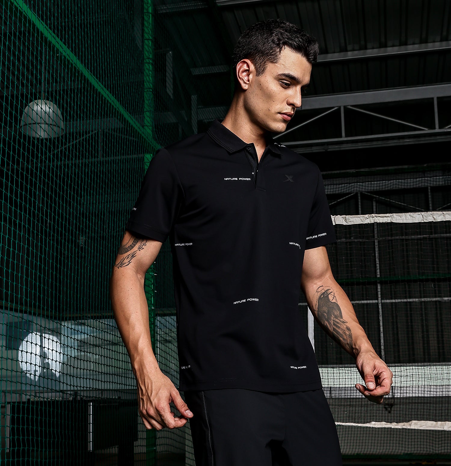 Xtep Men Roman Cotton Flannel Printed Polo T-Shirt