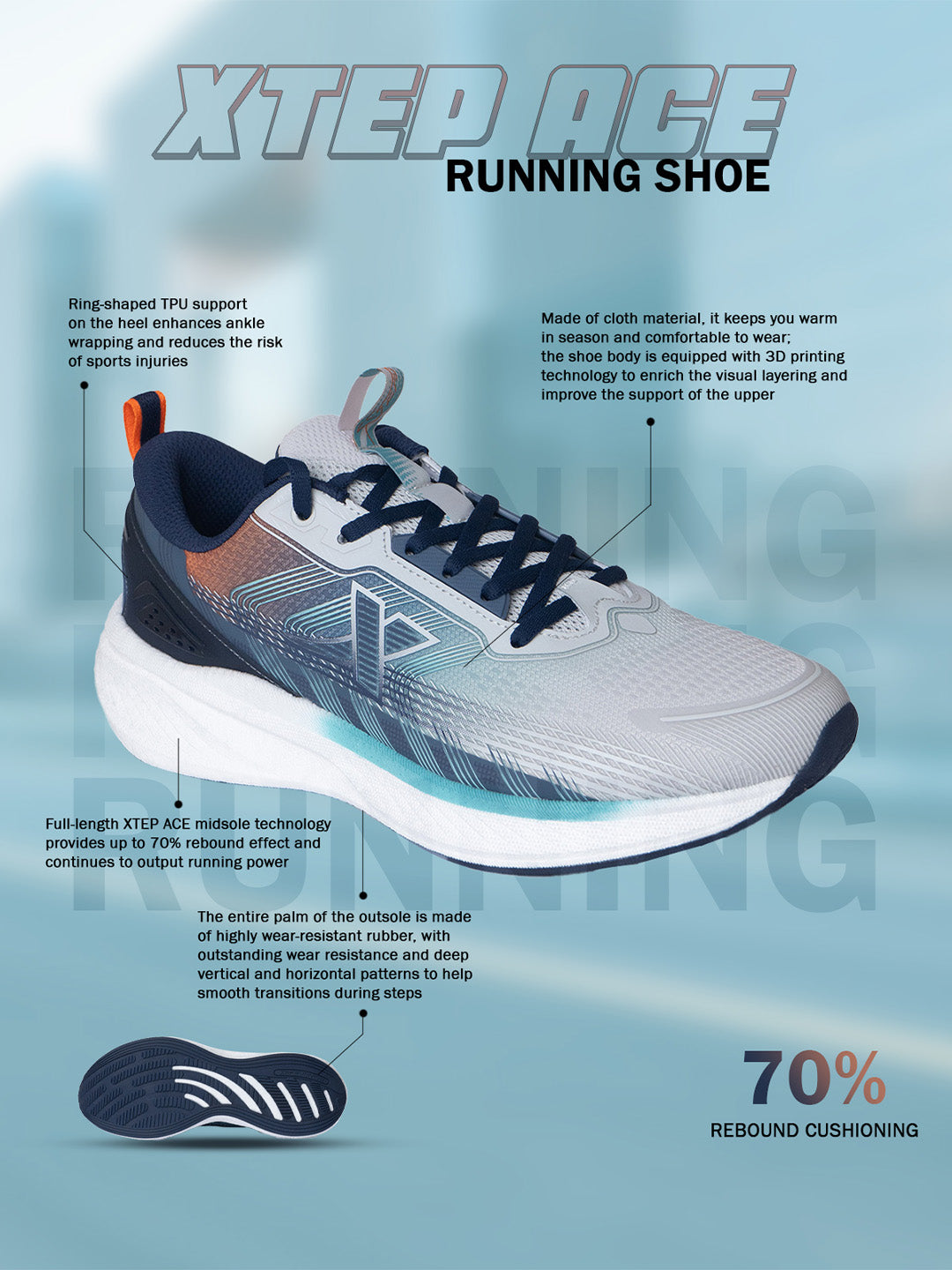 Xtep Men Ace Running Shoes