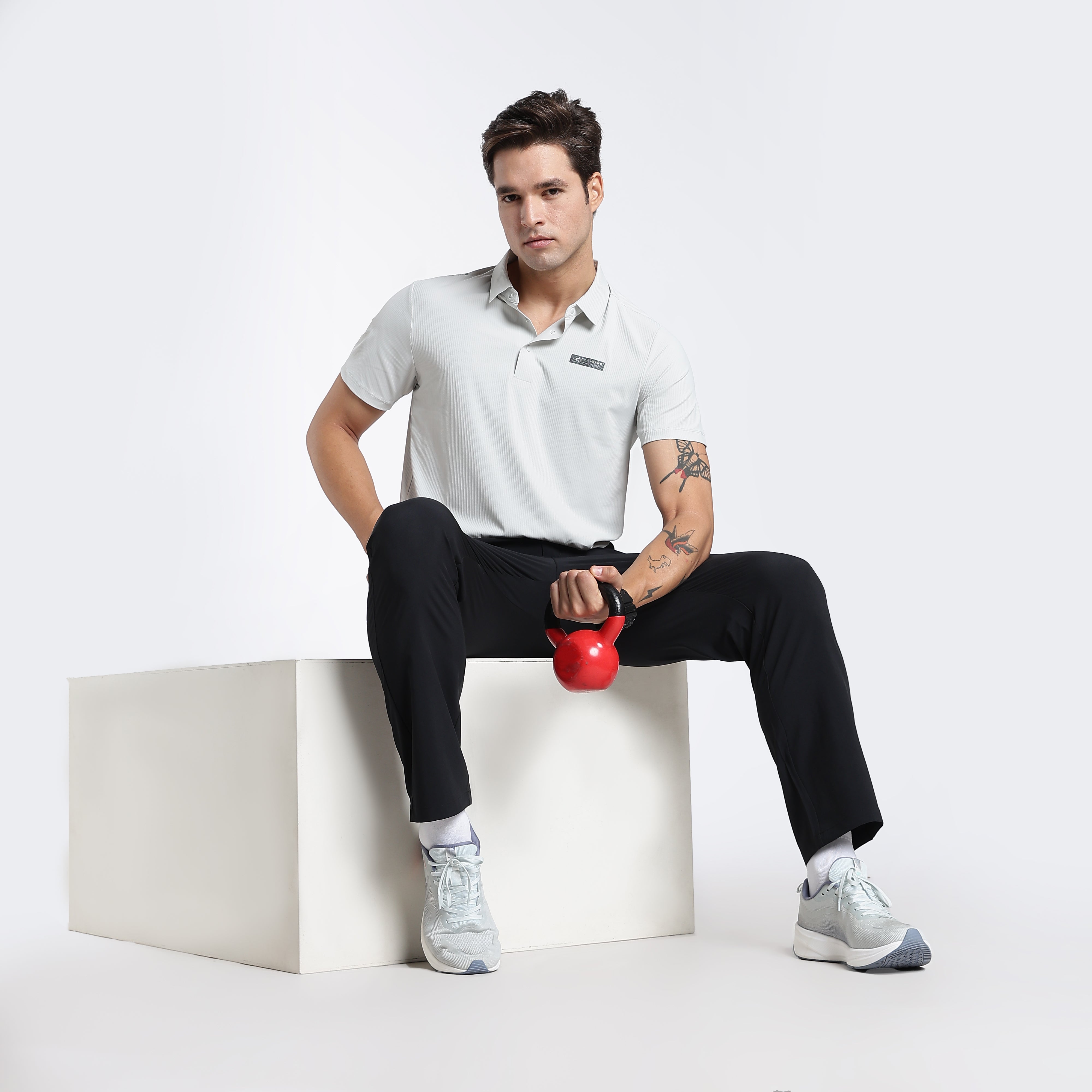 ActiveFlex Textured Polo T-Shirt - Grey