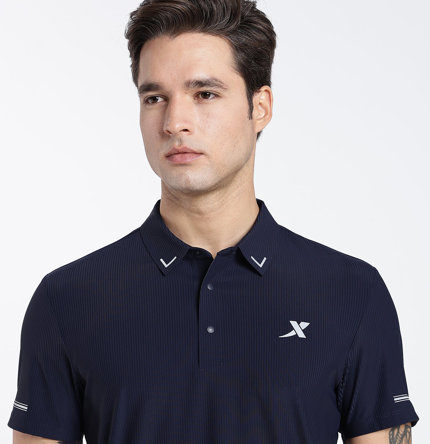 Brocade Line Performance Polo T-Shirt - Blue