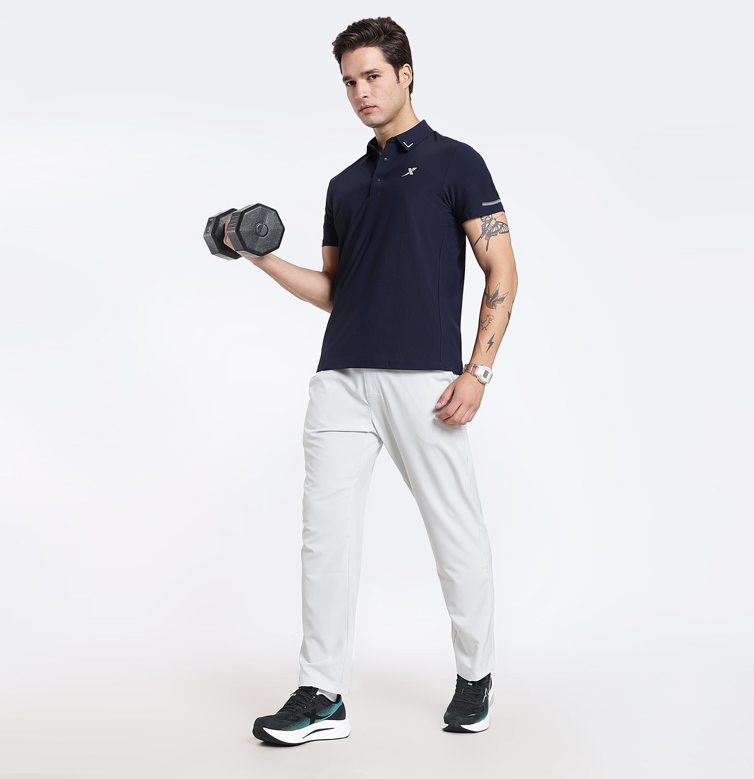 Brocade Line Performance Polo T-Shirt - Blue