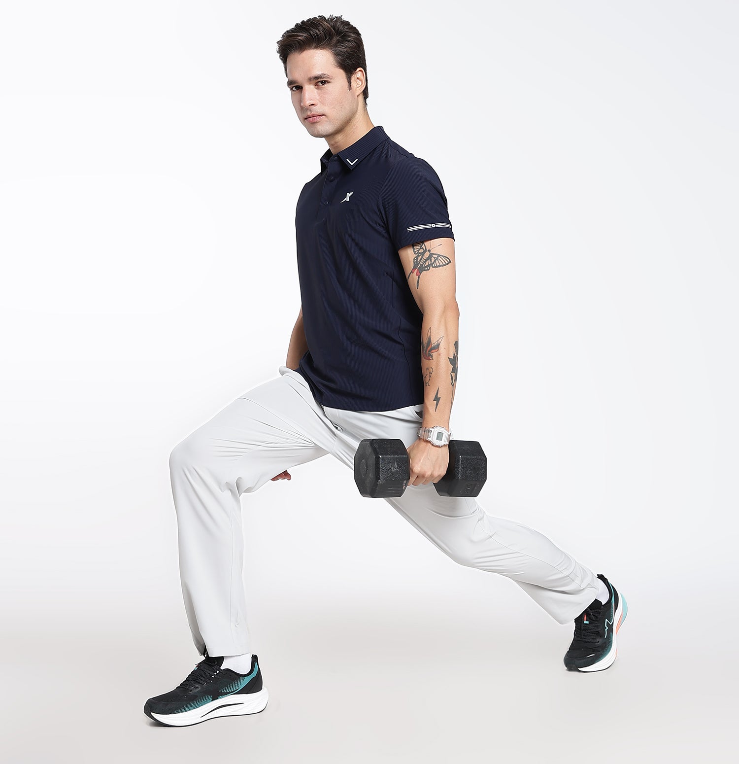 Brocade Line Performance Polo T-Shirt - Blue