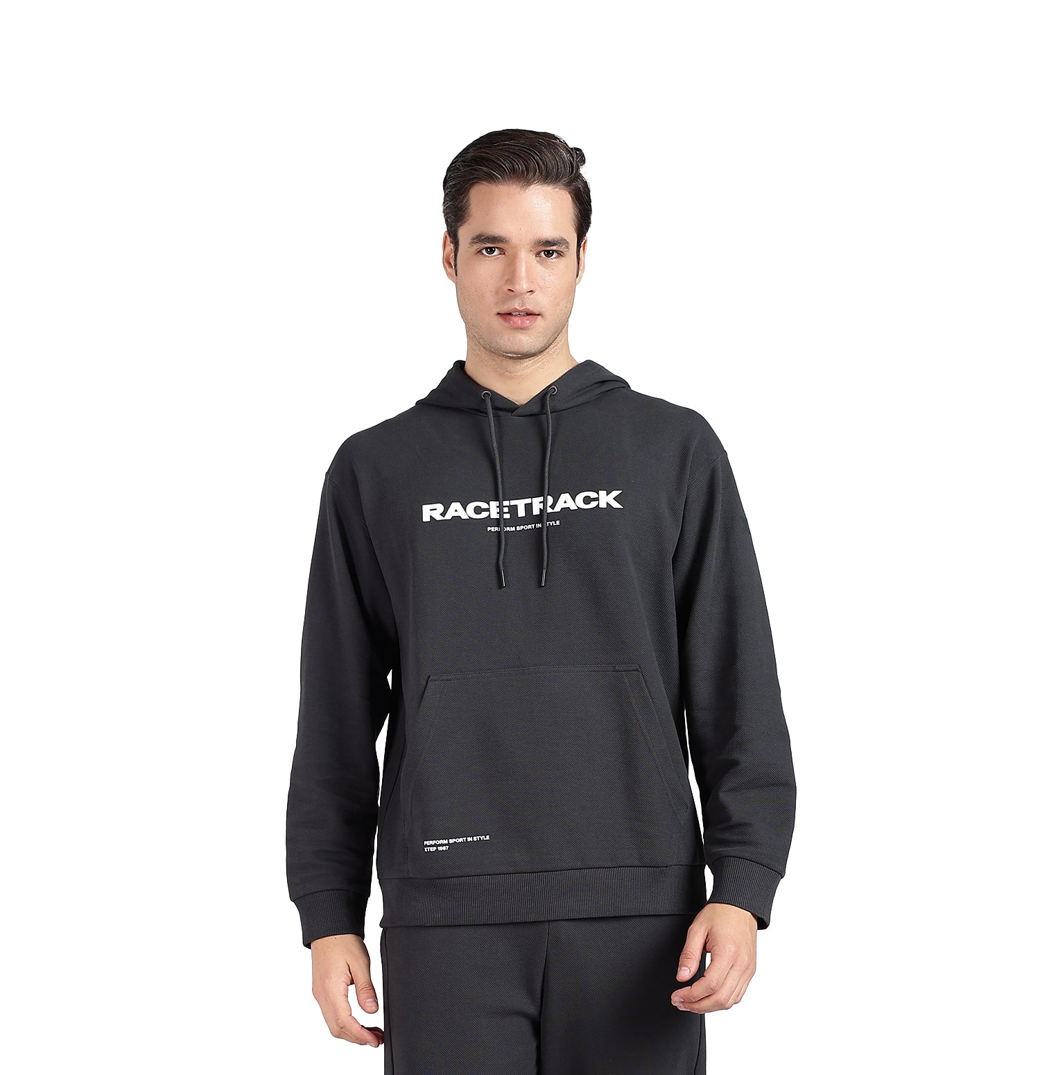 Micro Texture Loose Fit Hoodie - Horn Grey