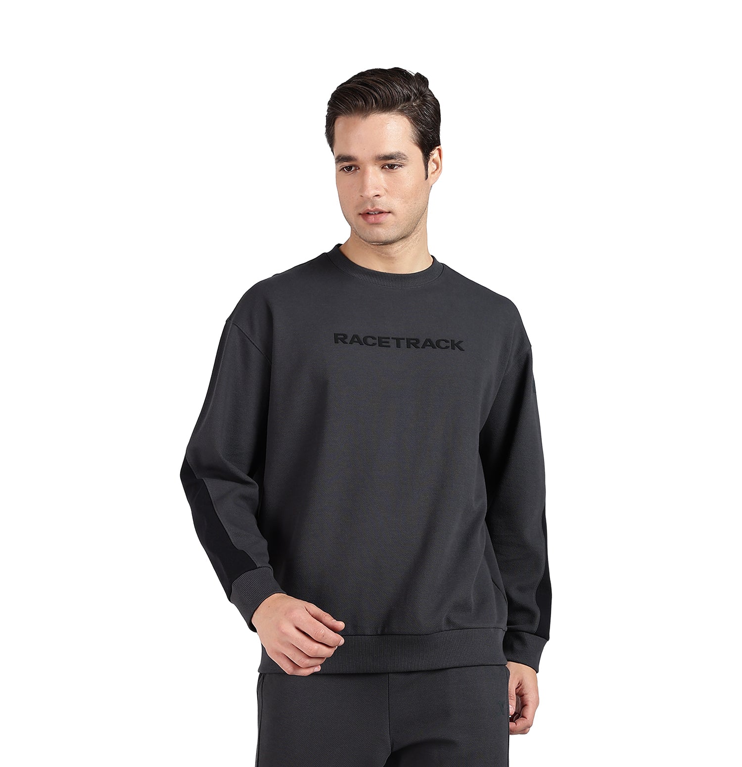 Micro Texture Loose Fit Sweatshirt - Horn Grey
