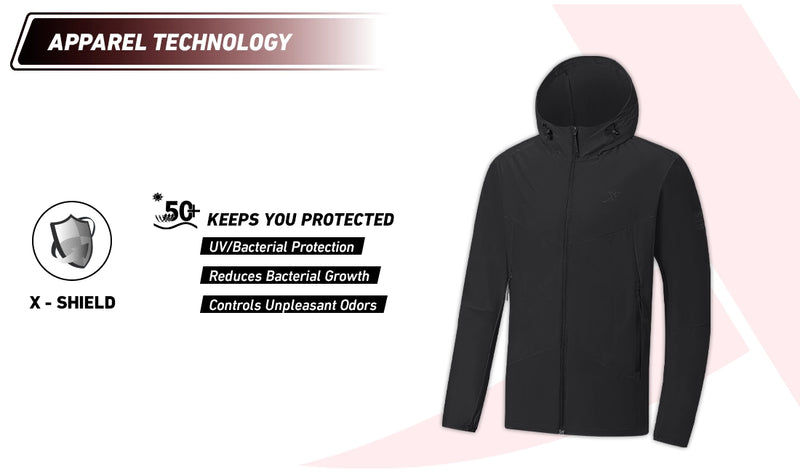 Xtep Men's Anti-UV Water Repellent Running Windbreaker Black