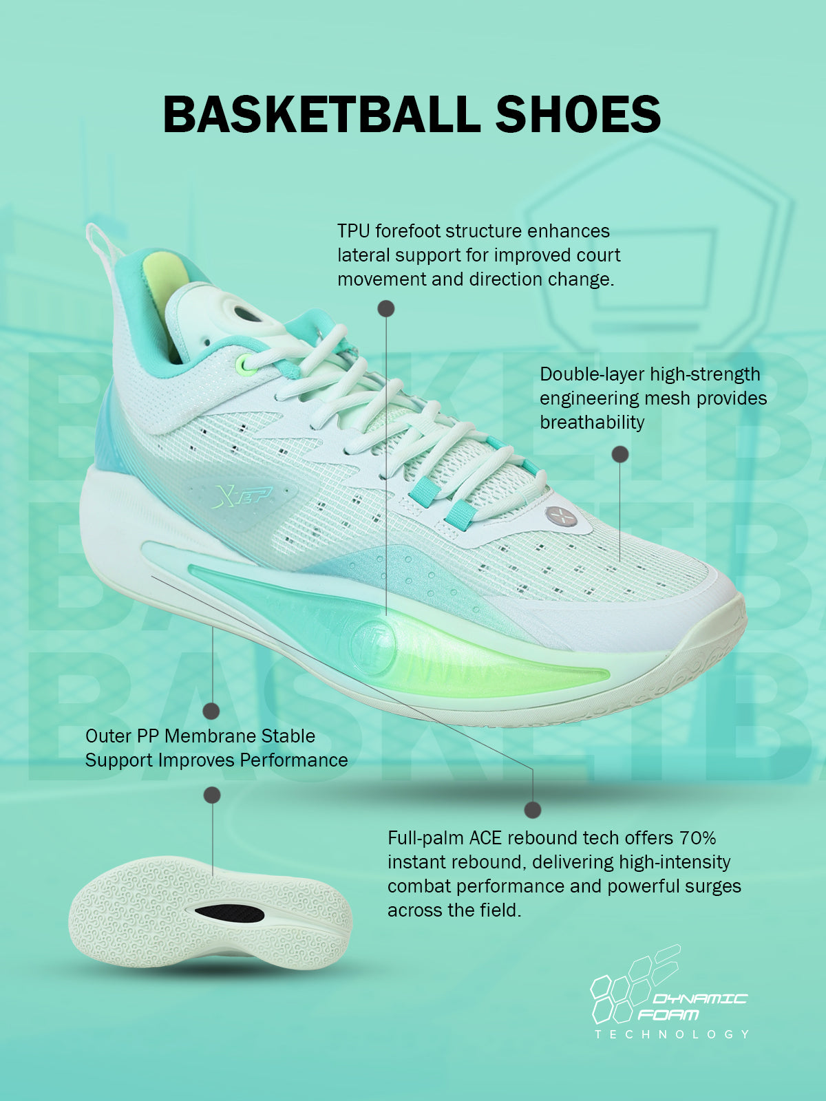 Xtep Men Dynamic Foam Basketball Shoes