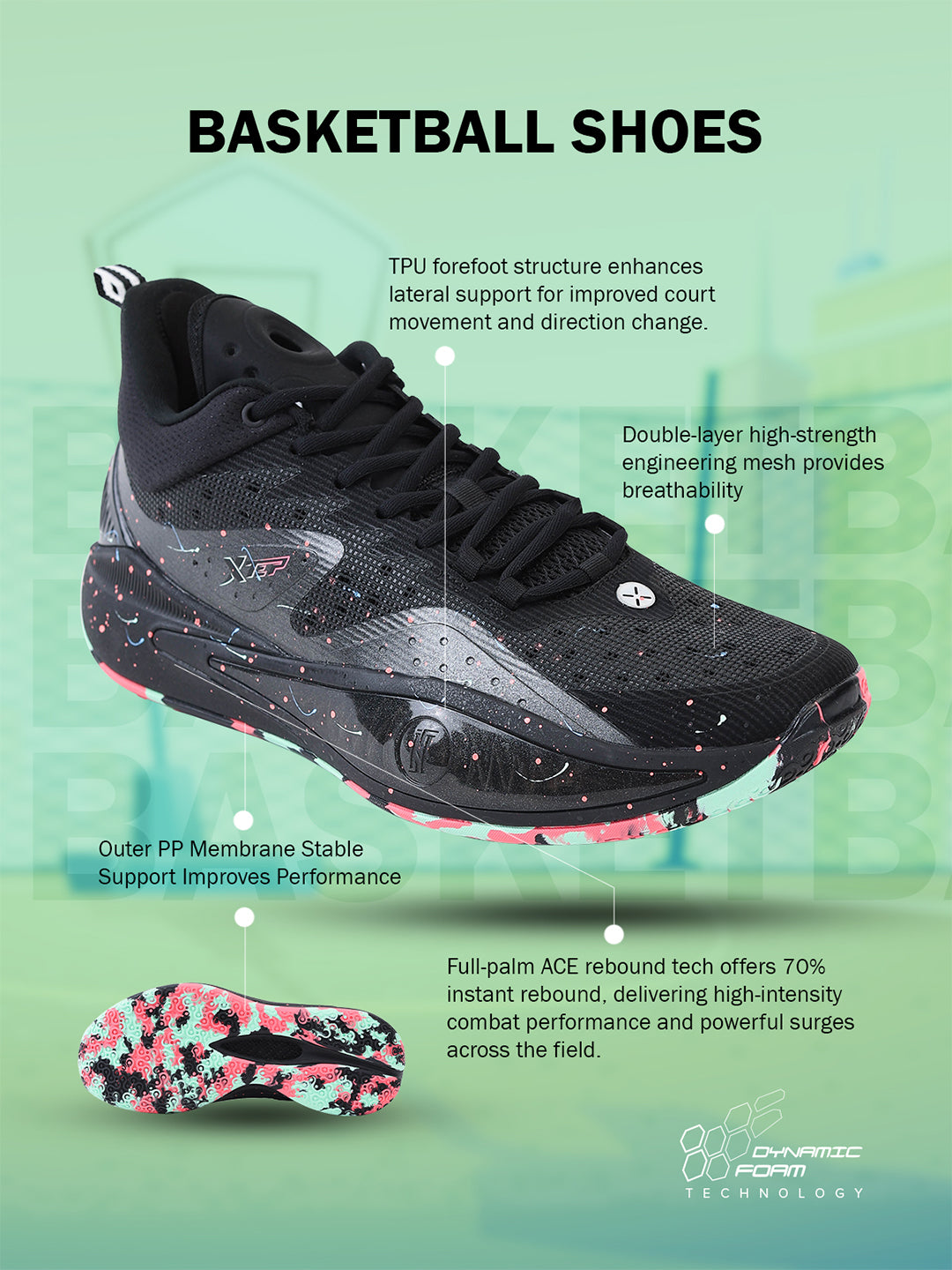 Xtep Men Dynamic Foam Basketball Shoes