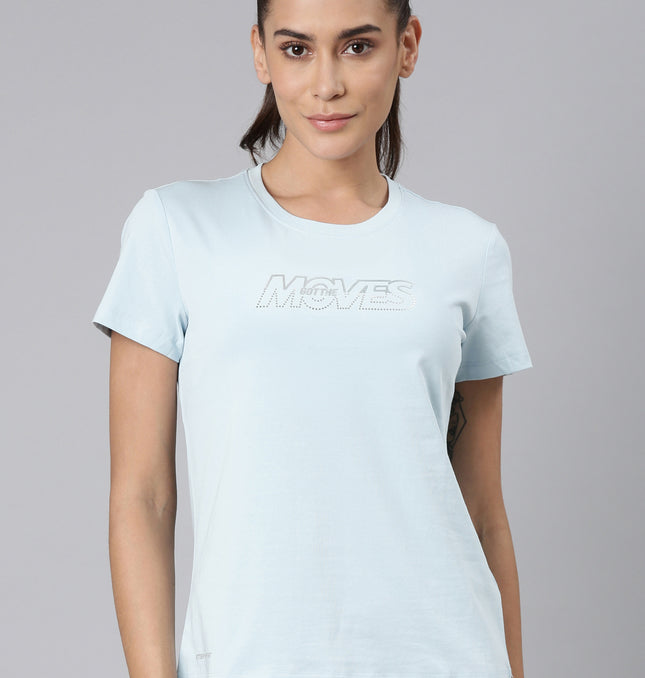Xtep Women Training Short-sleeve T-shirt - Dusty Blue / XS