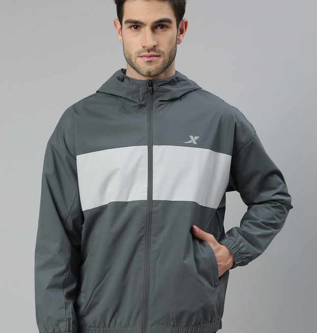 Xtep Men Double Layer Windbreaker Jackets - Greyish Blue City Grey / XS