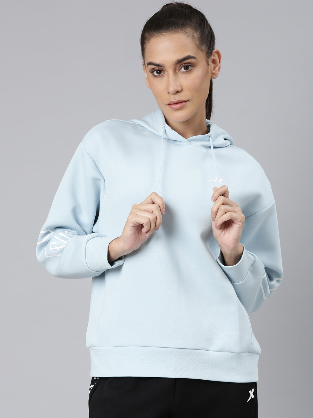 Xtep Dry Fit Hooded Sweatshirt - Light Sky Blue / XS