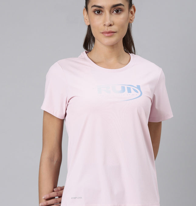 Xtep-Comfort Women Short-sleeve T-shirt - Light Pink Purple / XS