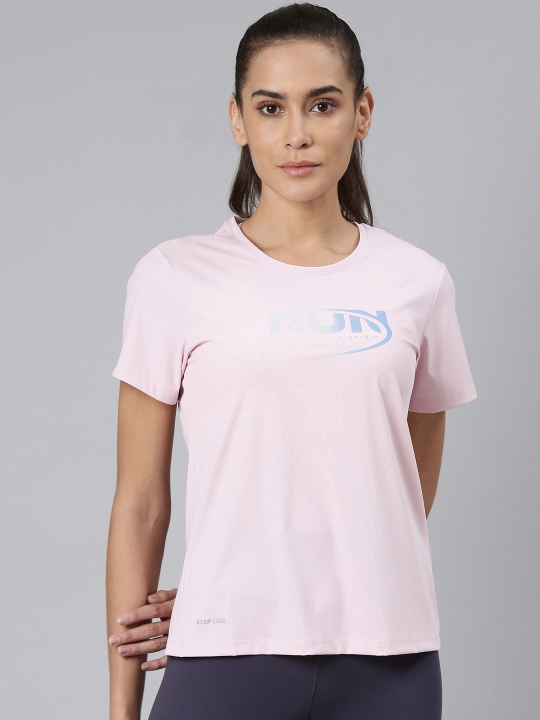 Xtep-Comfort Women Short-sleeve T-shirt - Light Pink Purple / XS