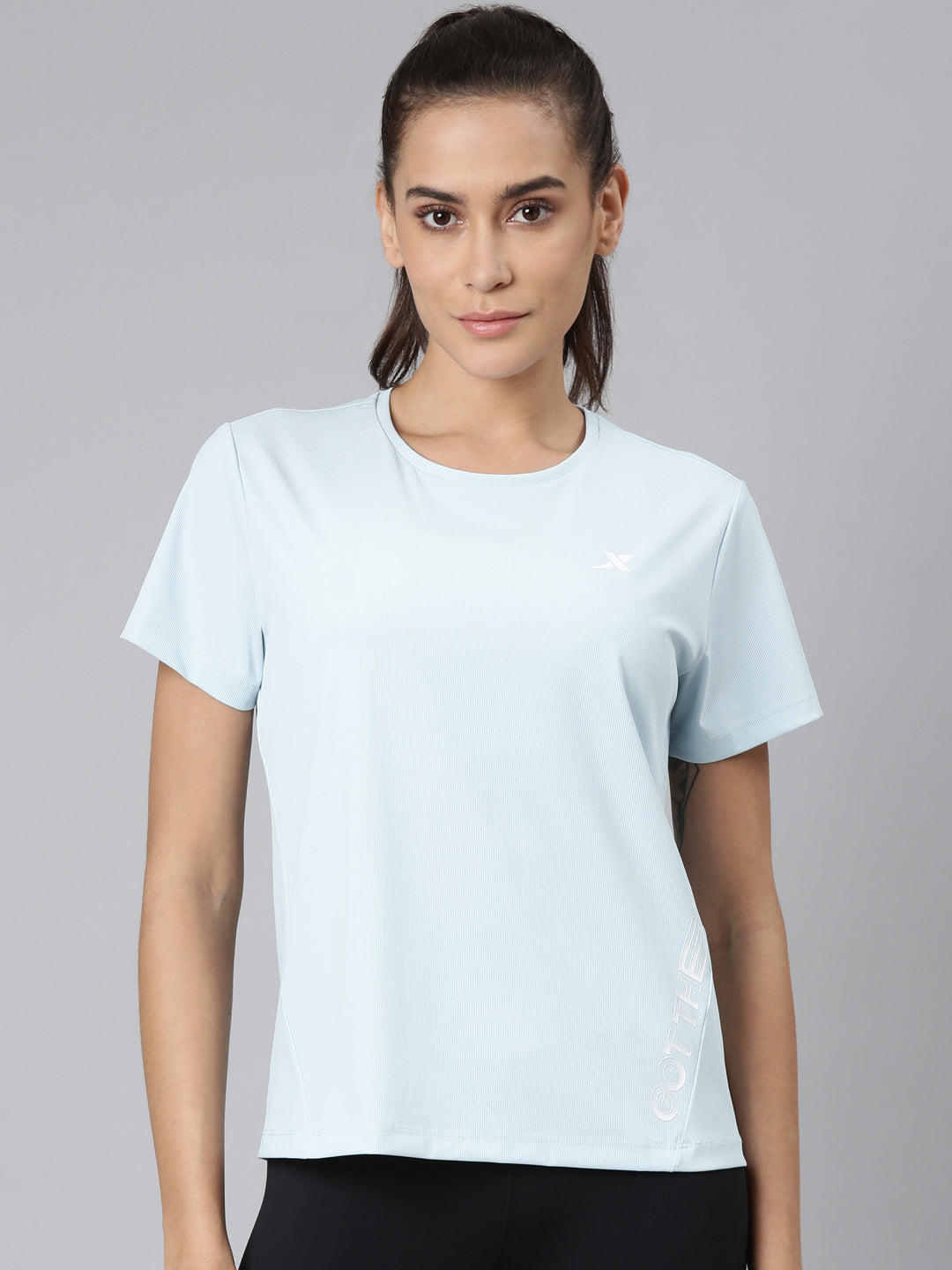 Xtep-Comfort Women Short-sleeve T-shirt - Light Sky Blue / XS
